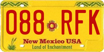 NM license plate 088RFK