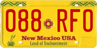 NM license plate 088RFO
