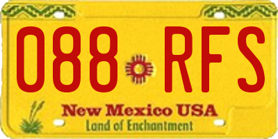 NM license plate 088RFS