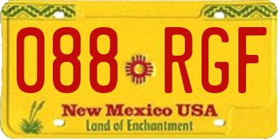 NM license plate 088RGF