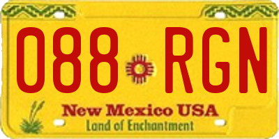 NM license plate 088RGN
