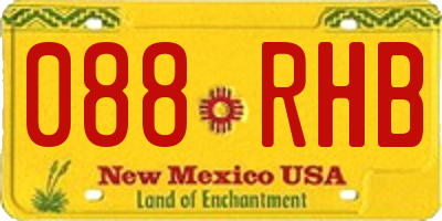 NM license plate 088RHB