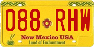 NM license plate 088RHW