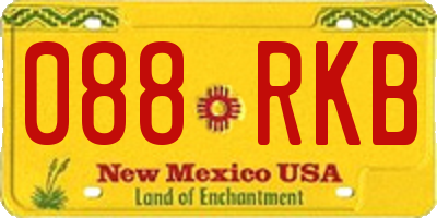NM license plate 088RKB