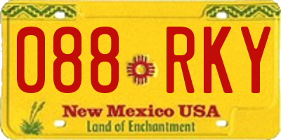 NM license plate 088RKY