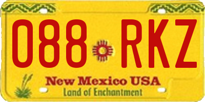 NM license plate 088RKZ