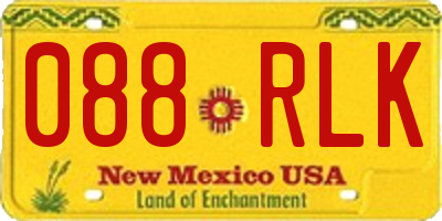 NM license plate 088RLK