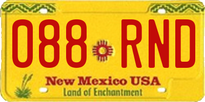 NM license plate 088RND