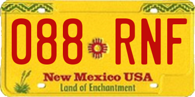 NM license plate 088RNF