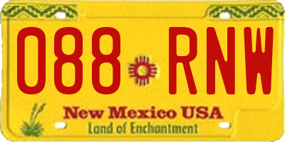 NM license plate 088RNW