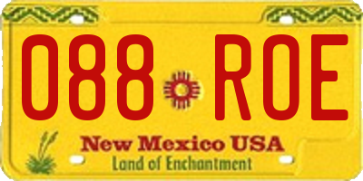 NM license plate 088ROE