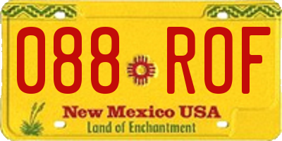 NM license plate 088ROF