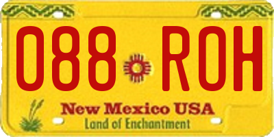 NM license plate 088ROH