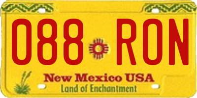NM license plate 088RON