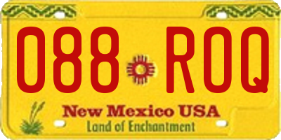 NM license plate 088ROQ