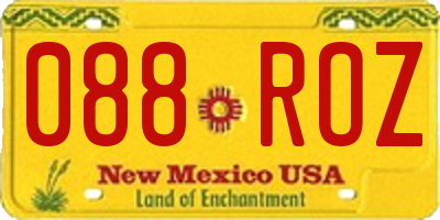 NM license plate 088ROZ