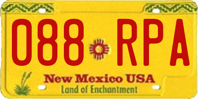 NM license plate 088RPA