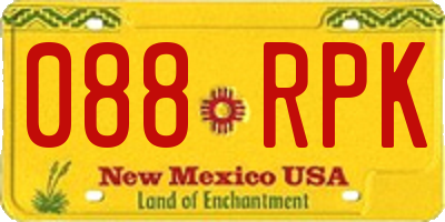 NM license plate 088RPK