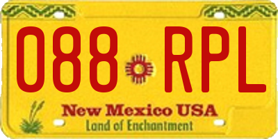 NM license plate 088RPL