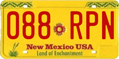 NM license plate 088RPN