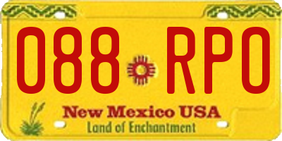 NM license plate 088RPO