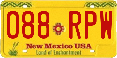 NM license plate 088RPW