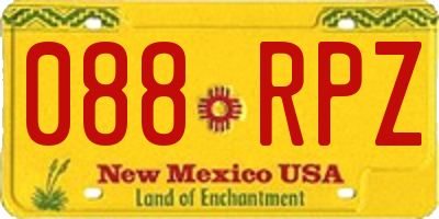 NM license plate 088RPZ