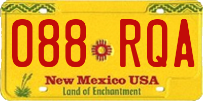 NM license plate 088RQA