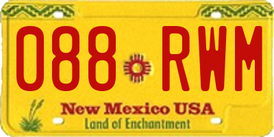 NM license plate 088RWM