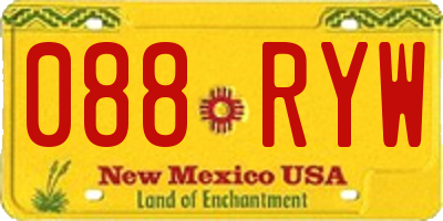 NM license plate 088RYW