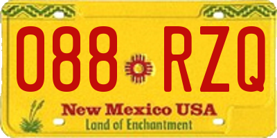 NM license plate 088RZQ