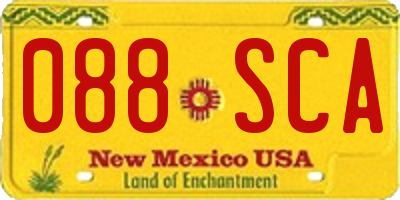 NM license plate 088SCA