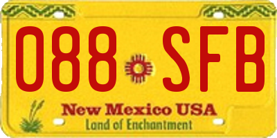 NM license plate 088SFB