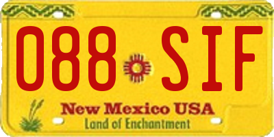 NM license plate 088SIF