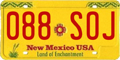 NM license plate 088SOJ