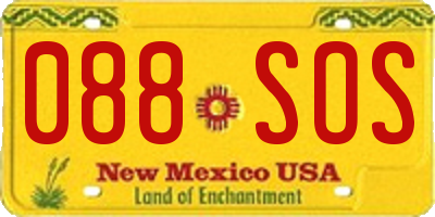 NM license plate 088SOS