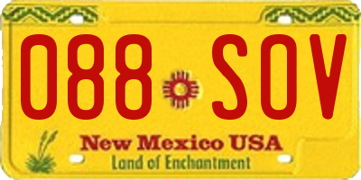 NM license plate 088SOV