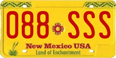 NM license plate 088SSS