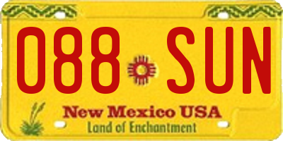 NM license plate 088SUN
