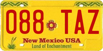 NM license plate 088TAZ