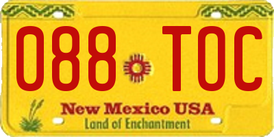 NM license plate 088TOC