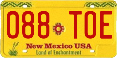 NM license plate 088TOE