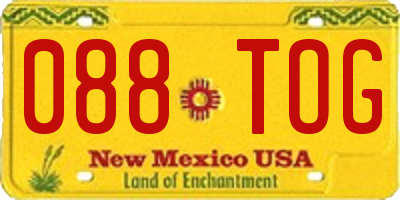 NM license plate 088TOG