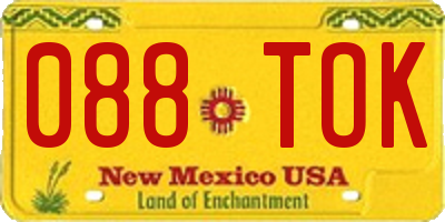 NM license plate 088TOK