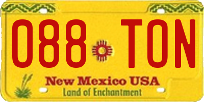 NM license plate 088TON