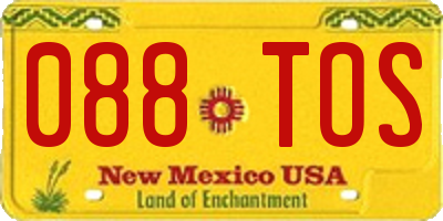 NM license plate 088TOS