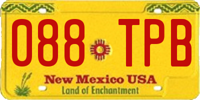 NM license plate 088TPB