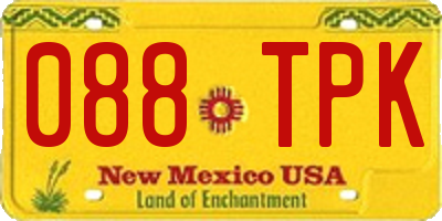 NM license plate 088TPK