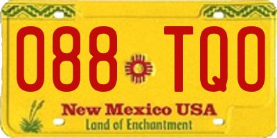 NM license plate 088TQO