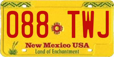 NM license plate 088TWJ